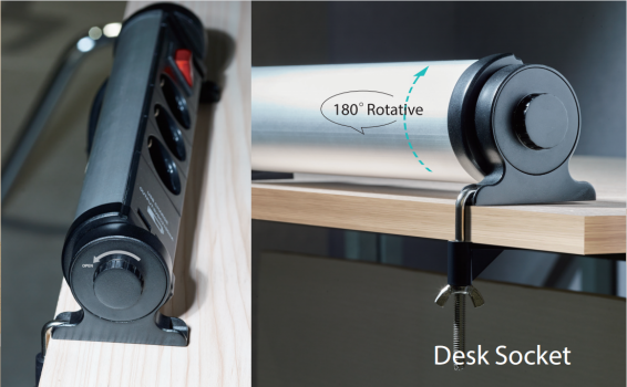 Rotating desk socket